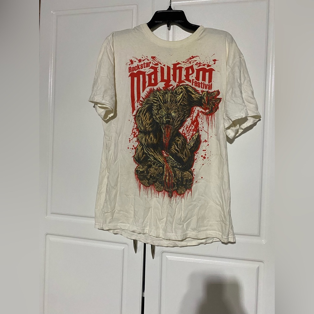 Gildan White Rockstar Mayhem Festival T-Shirt